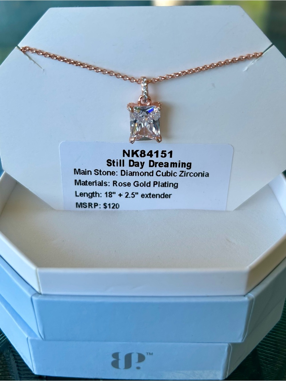 BP OG Rose Gold Plated Necklace with Diamond CZ Pendant